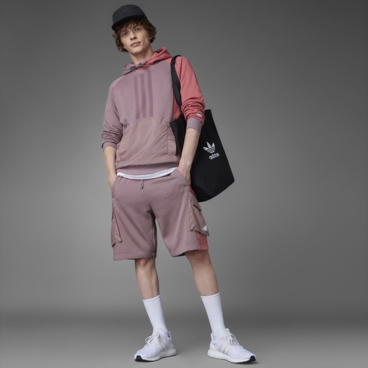 Pantalones Cortos Colorblock French Terry Adidas Morado