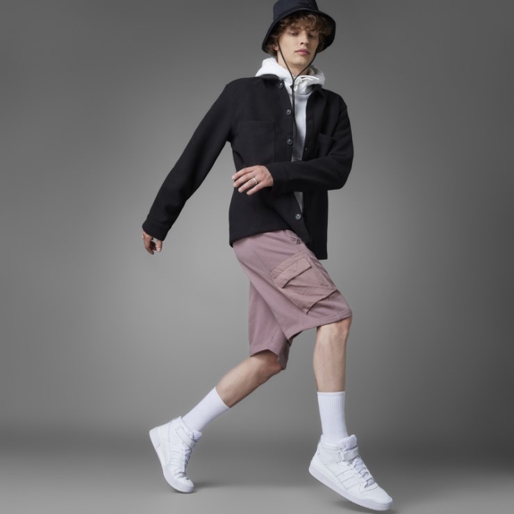 Pantalones Cortos Colorblock French Terry Adidas Morado