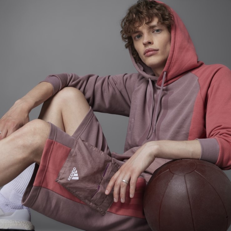 Pantalones Cortos Colorblock French Terry Adidas Morado