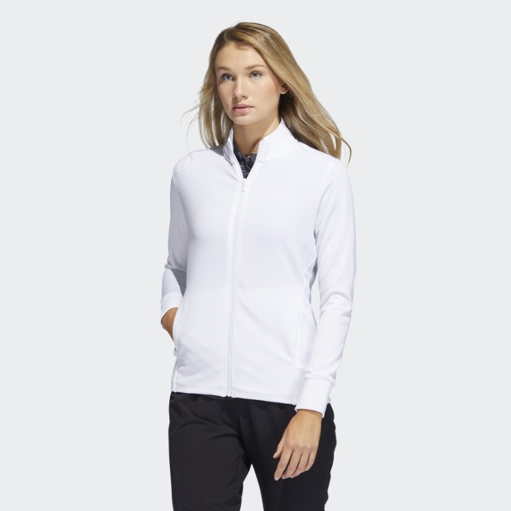 Adidas Chaqueta Texturizada Con Cremallera Completa Blanca