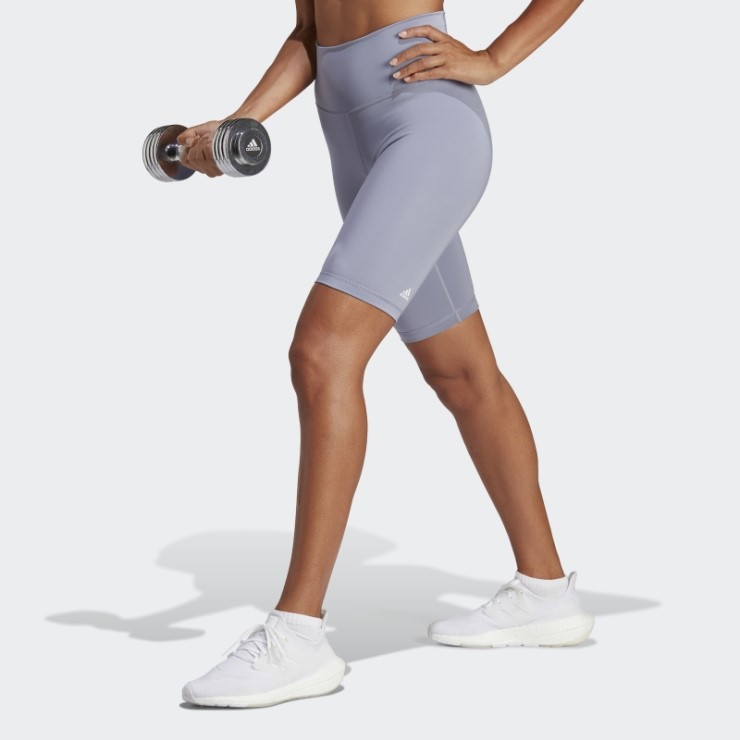 Leggings Cortos De Entrenamiento En Bicicleta Violeta Plateado Adidas Optime