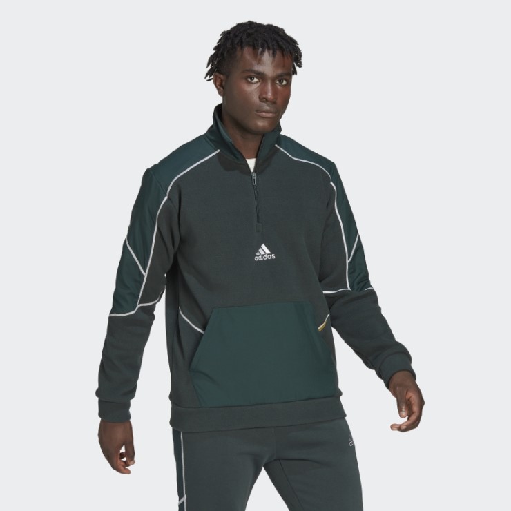 Adidas Essentials Reflect-in-The-Dark Polar Fleece Quarter-Zip Top Verde