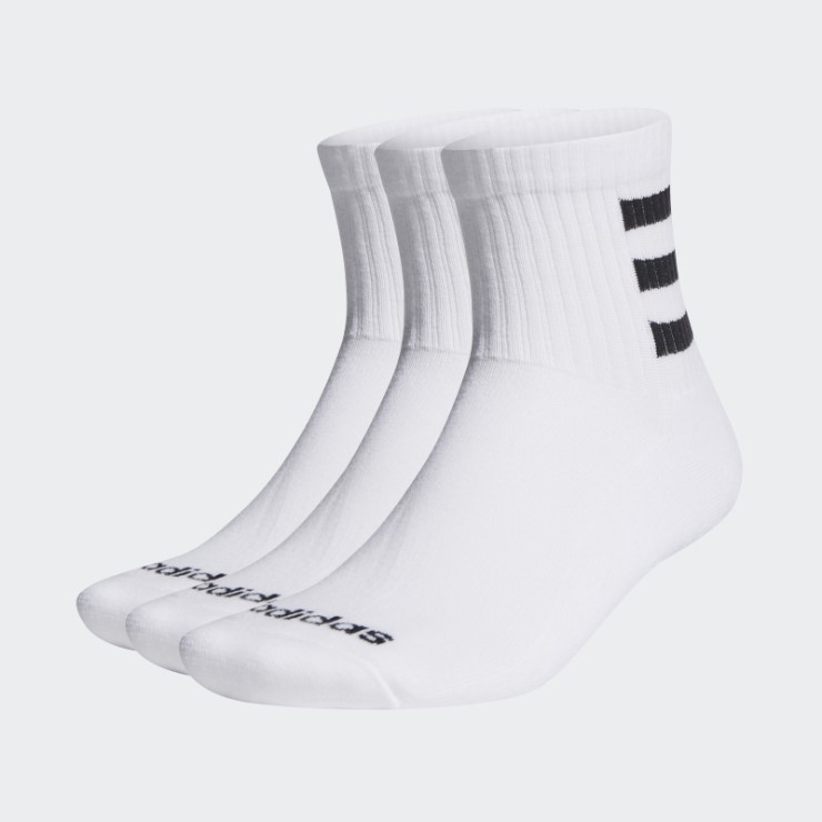 Adidas Media Almohadilla 3 Rayas Cuartos Calcetines 3 Pares Blanco