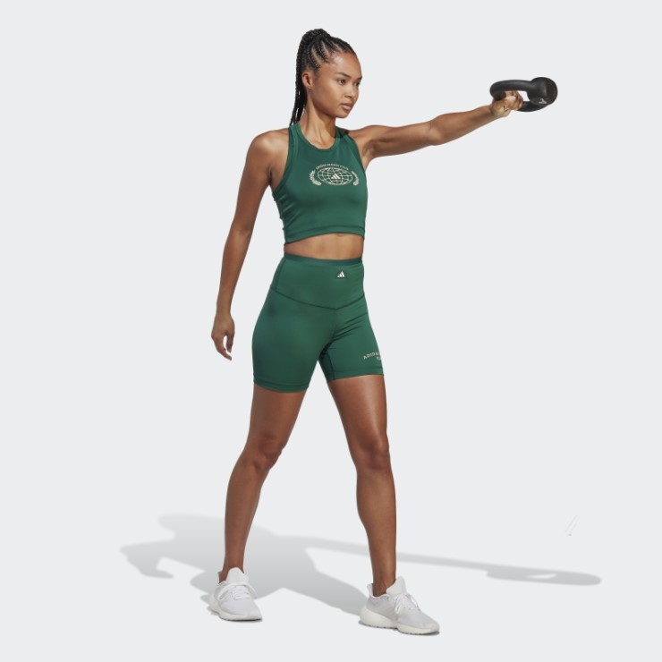 Camiseta Sin Mangas Corta Con Gráfico Deportivo Adidas Verde