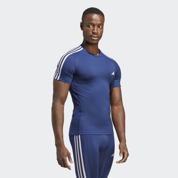 Camiseta De Entrenamiento Techfit 3 Bandas Adidas Azul Oscuro