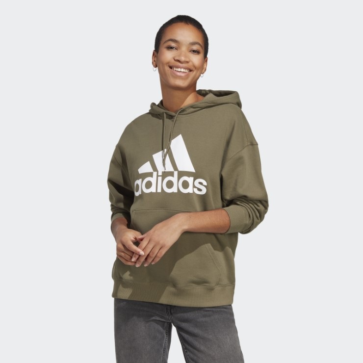 Sudadera Con Capucha Extragrande De Felpa Francesa Con Logo Grande Verde Oliva Adidas Adidas