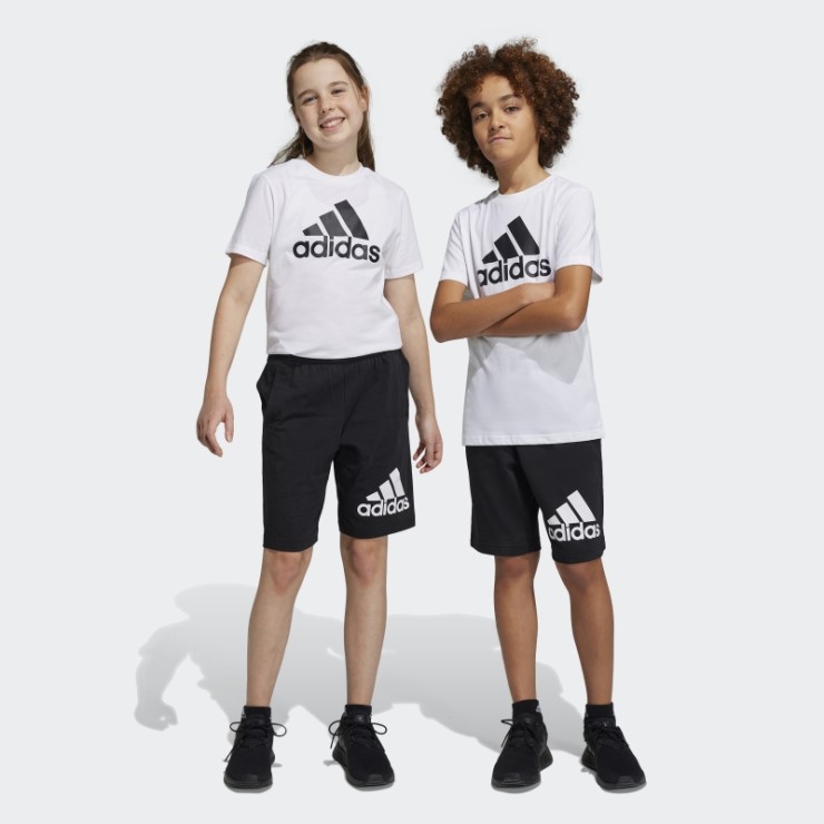 Pantalones Cortos Negros Adidas Essentials De Algodón Con Logo Grande
