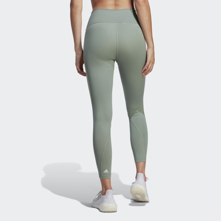Leggings 7/8 Con 3 Rayas Optime Train Icons De Adidas En Verde Plateado