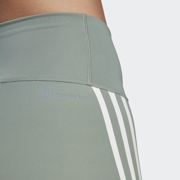 Leggings 7/8 Con 3 Rayas Optime Train Icons De Adidas En Verde Plateado
