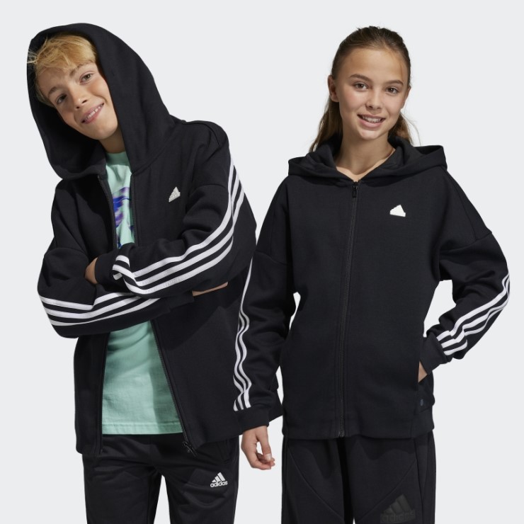 Sudadera Con Capucha Y Cremallera Completa De 3 Rayas De Iconos Del Futuro Negro Adidas