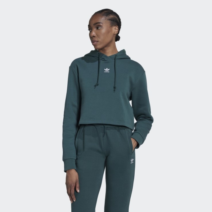 Sudadera Verde Mineral Adicolor Essentials Crop Fleece Adidas