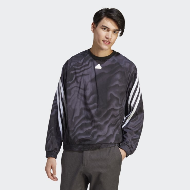 Adidas Sudadera Negra Con Gráfico De Iconos Del Futuro