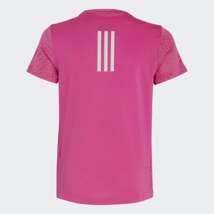 Camiseta Fucsia Aeroready Con Estampado Integral De 3 Rayas Adidas