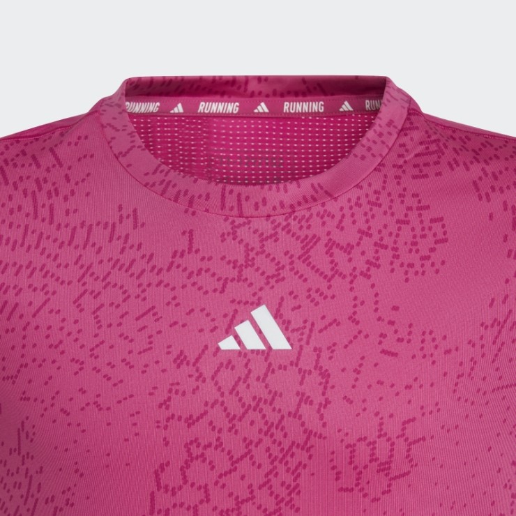 Camiseta Fucsia Aeroready Con Estampado Integral De 3 Rayas Adidas