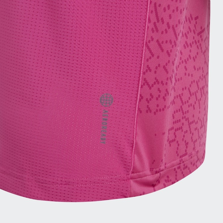 Camiseta Fucsia Aeroready Con Estampado Integral De 3 Rayas Adidas