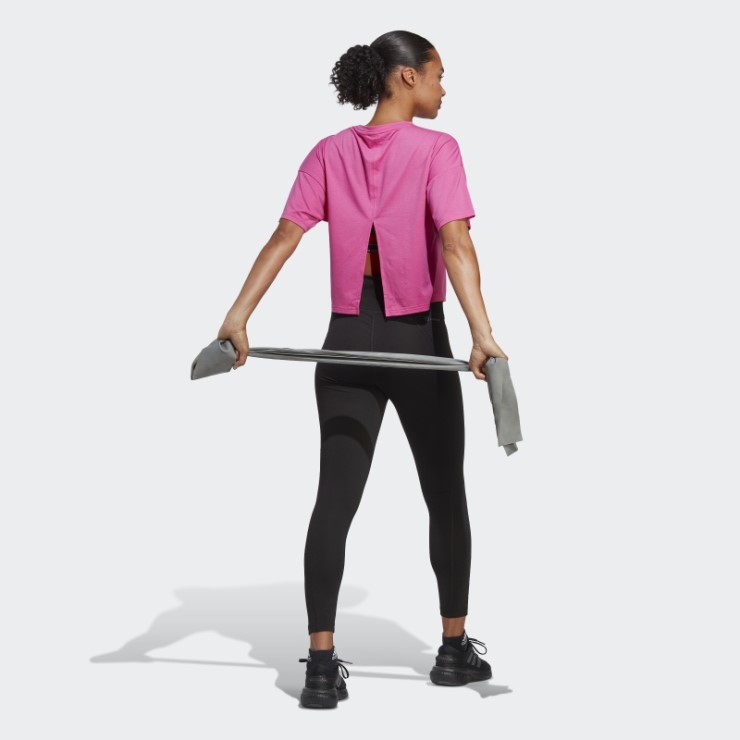 Camiseta Fucsia Con Logo De 3 Barras De Iconos De Tren De Adidas