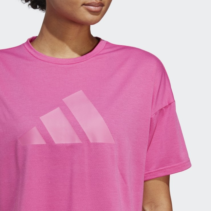 Camiseta Fucsia Con Logo De 3 Barras De Iconos De Tren De Adidas