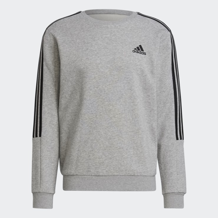 Sudadera Adidas Essentials De Corte Polar Con 3 Rayas En Gris Medio