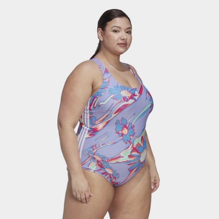 Bañador Violeta Claro Adidas Positivisea 3-stripes Graphic (talla Grande)