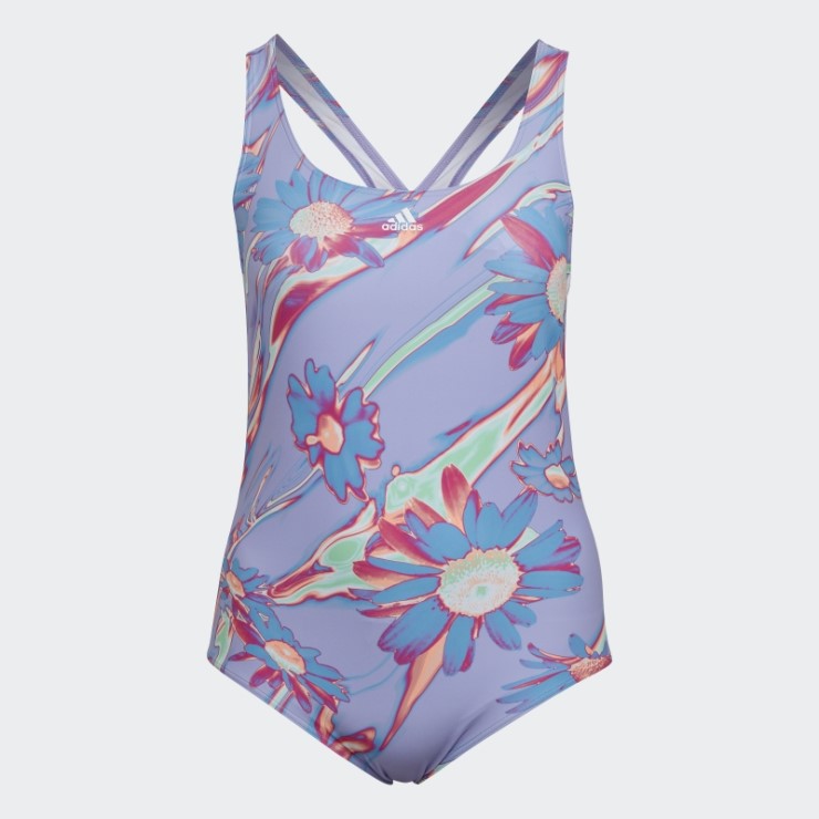 Bañador Violeta Claro Adidas Positivisea 3-stripes Graphic (talla Grande)