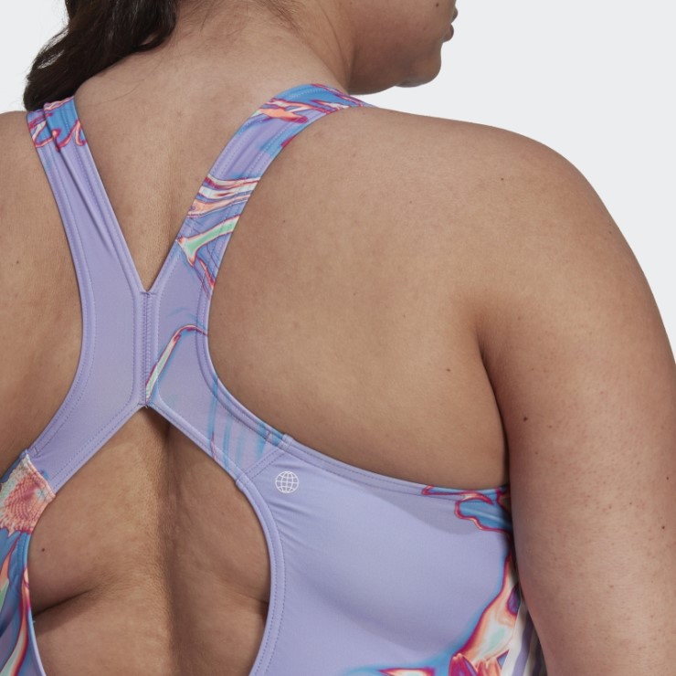Bañador Violeta Claro Adidas Positivisea 3-stripes Graphic (talla Grande)