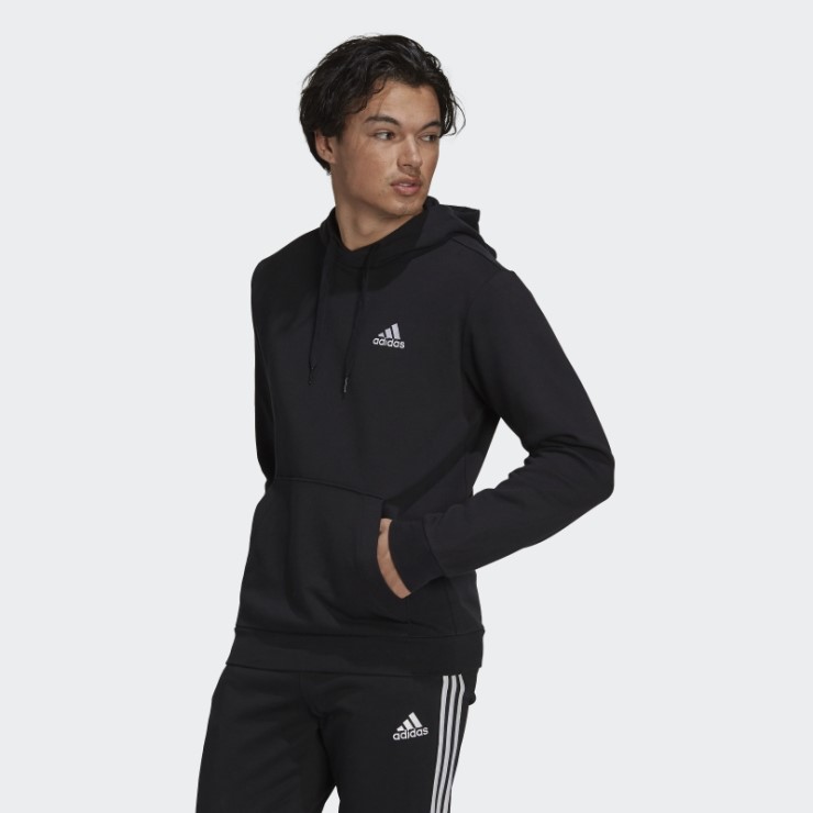 Elegante Sudadera Con Capucha Adidas Essentials Fleece Blanca