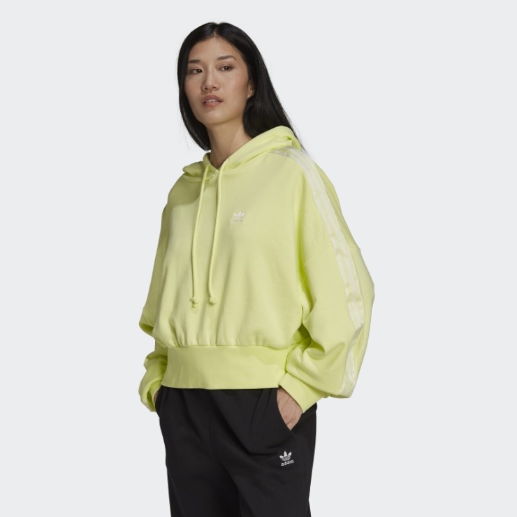 Adidas Adicolor Classics Sudadera Corta Con Capucha Y Cinta Satinada Amarilla