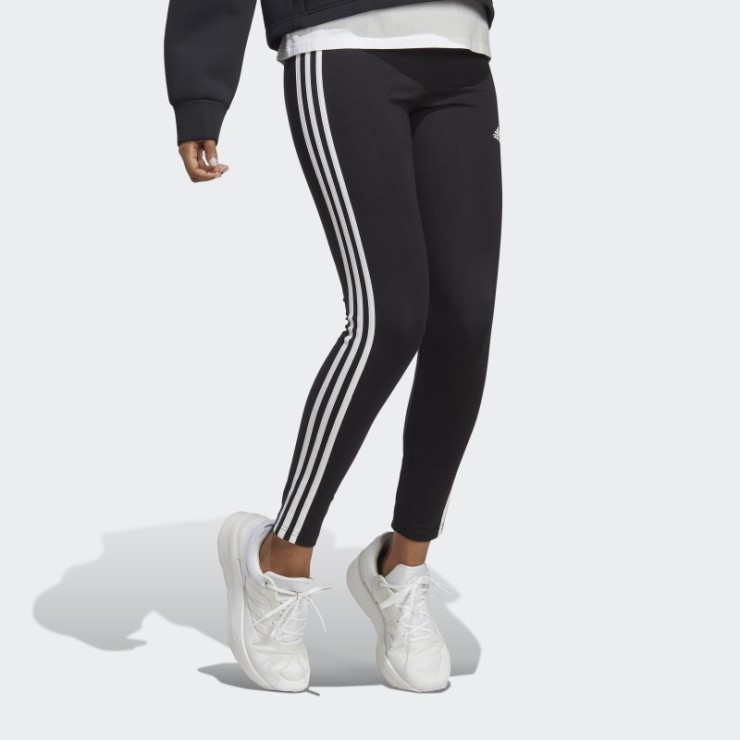 Adidas Essentials Leggings Negros De Talle Alto Con 3 Rayas