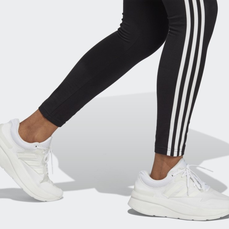 Adidas Essentials Leggings Negros De Talle Alto Con 3 Rayas