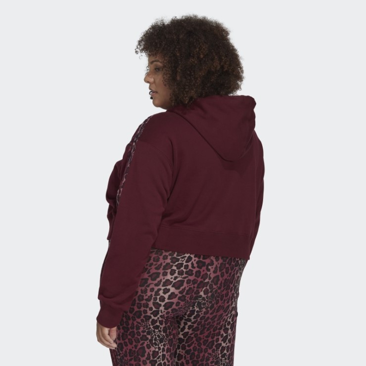 Sudadera Corta Con Capucha Y Estampado Animal De 3 Rayas (tallas Grandes) Burdeos Adidas