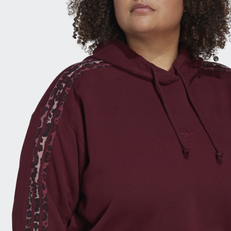 Sudadera Corta Con Capucha Y Estampado Animal De 3 Rayas (tallas Grandes) Burdeos Adidas
