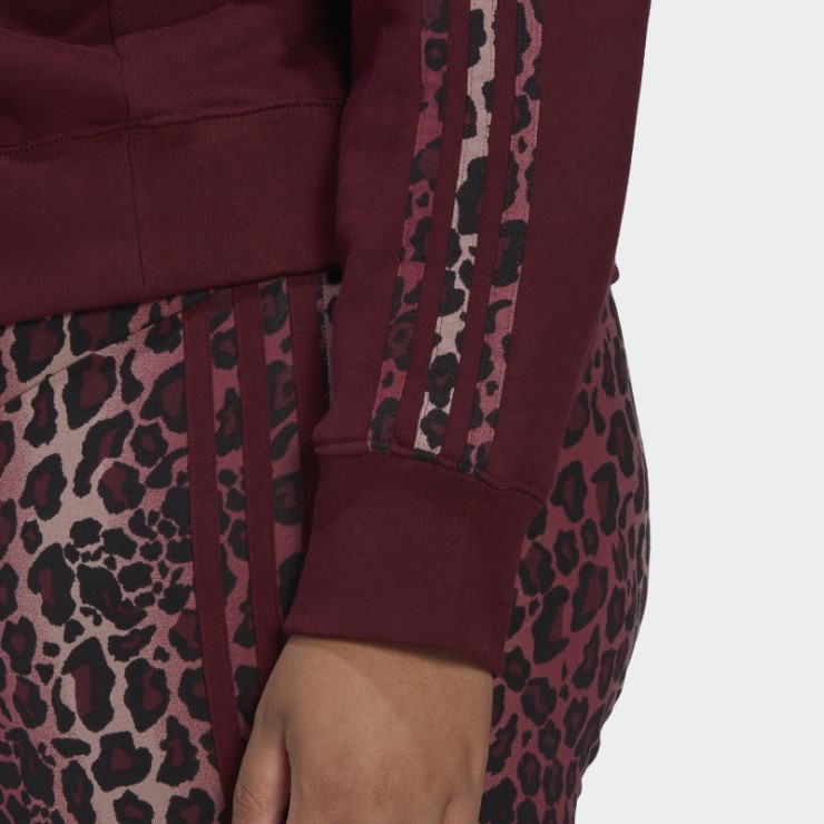 Sudadera Corta Con Capucha Y Estampado Animal De 3 Rayas (tallas Grandes) Burdeos Adidas