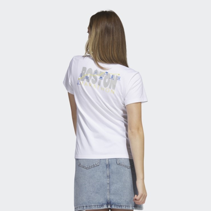 Camiseta Blanca Con Gráfico De Mapa Del Maratón De Boston 2023 Adidas