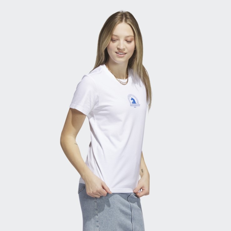 Camiseta Blanca Con Gráfico De Mapa Del Maratón De Boston 2023 Adidas