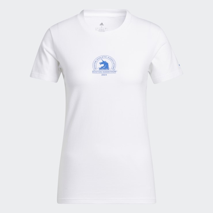 Camiseta Blanca Con Gráfico De Mapa Del Maratón De Boston 2023 Adidas