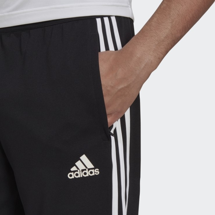 Negro Adidas Aeroready Sereno Pantalones Ajustados De Corte Cónico Con 3 Rayas