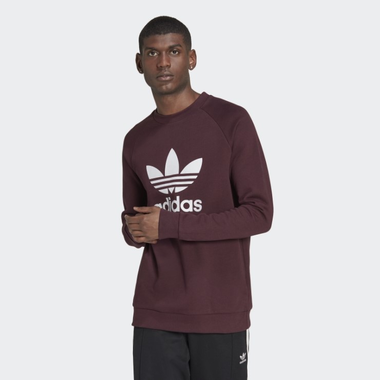 Sudadera Adidas Granate Adicolor Classics Trefoil Con Cuello Redondo