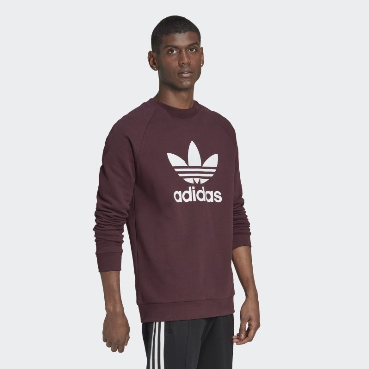 Sudadera Adidas Granate Adicolor Classics Trefoil Con Cuello Redondo