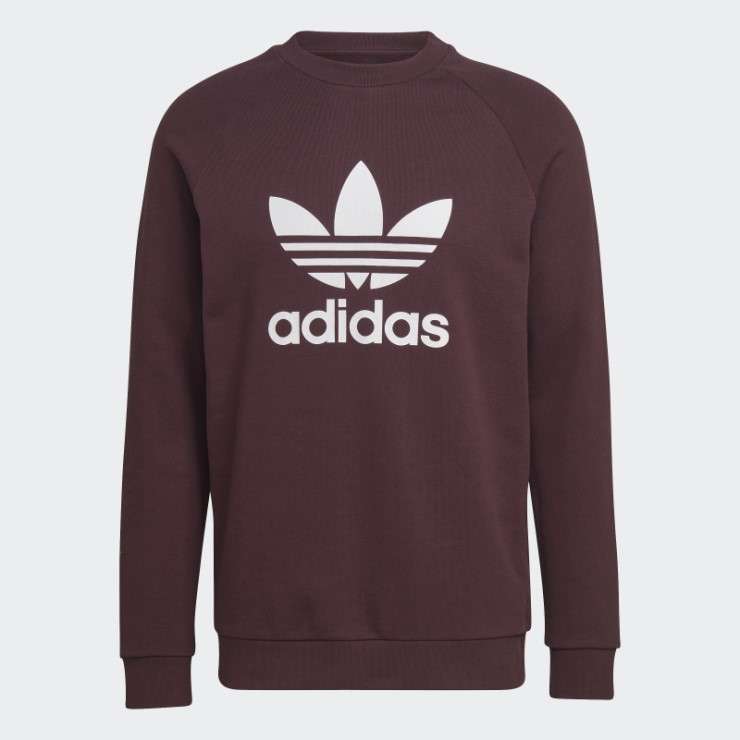 Sudadera Adidas Granate Adicolor Classics Trefoil Con Cuello Redondo