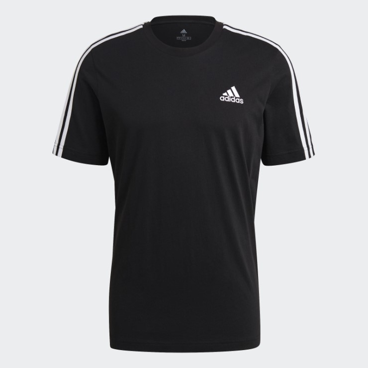 Camiseta Adidas Essentials 3 Rayas Negro Caliente