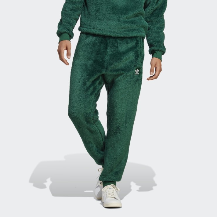Pantalón De Chándal Adidas Essentials+ Fluffy Fleece Verde Oscuro