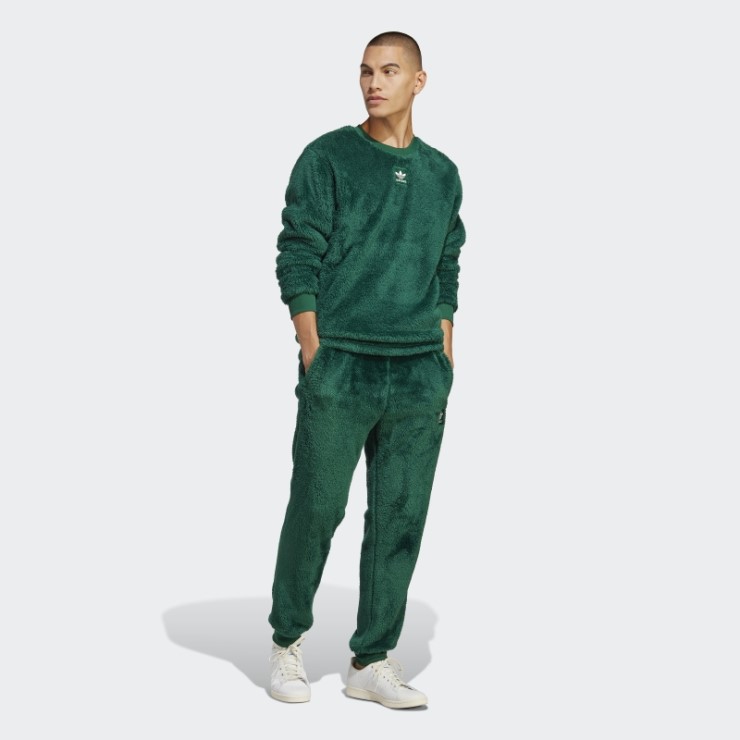 Pantalón De Chándal Adidas Essentials+ Fluffy Fleece Verde Oscuro