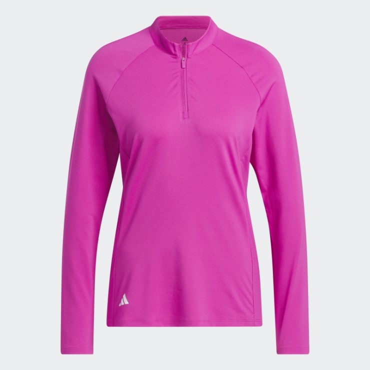 Polo Fucsia De Golf De Manga Larga Con Cremallera De Un Cuarto Adidas