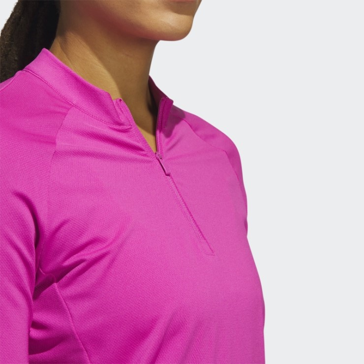 Polo Fucsia De Golf De Manga Larga Con Cremallera De Un Cuarto Adidas