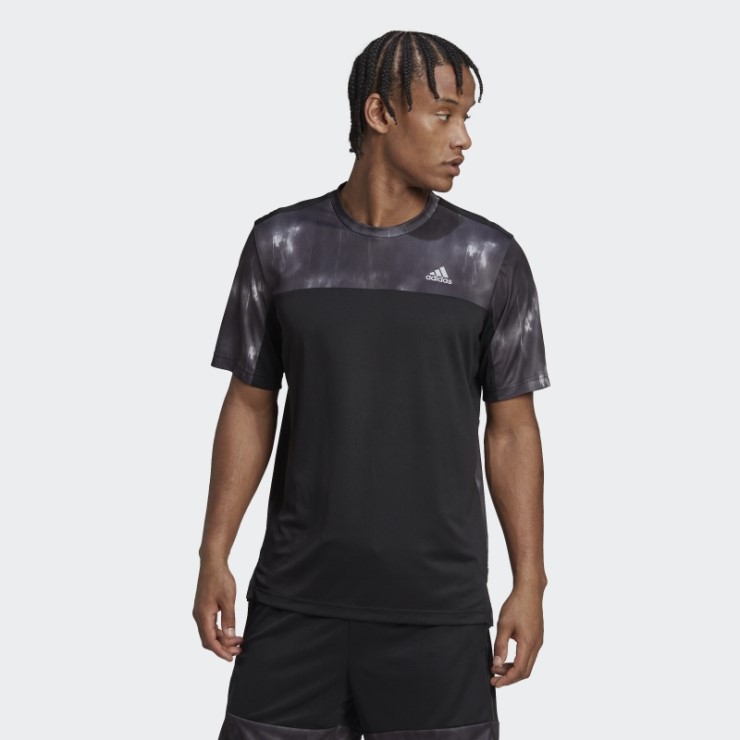 Camiseta Negra De Entrenamiento Con Estampado De Tiza Aeroready De Adidas