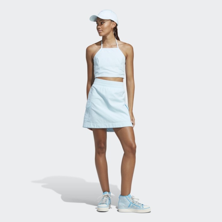 Adidas Camiseta Azul Con Cuello Halter De Popelina Adicolor Classics