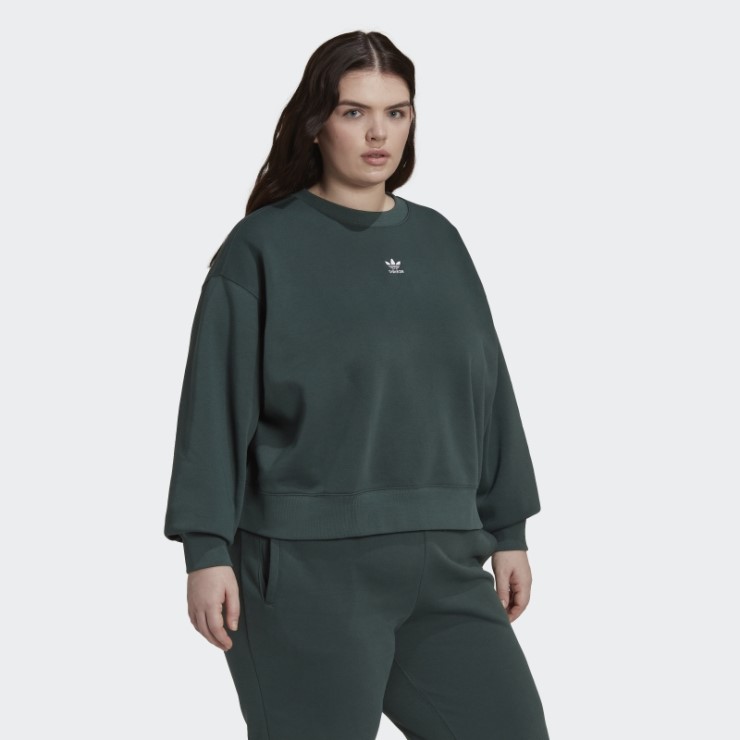 Sudadera Verde Mineral Adidas Adicolor Essentials Crew (talla Grande)