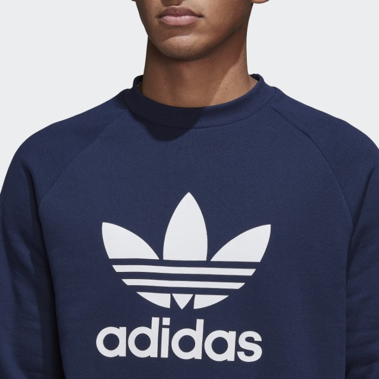 Adidas Night Indigo Adicolor Classics Sudadera Con Cuello Redondo Y Trébol