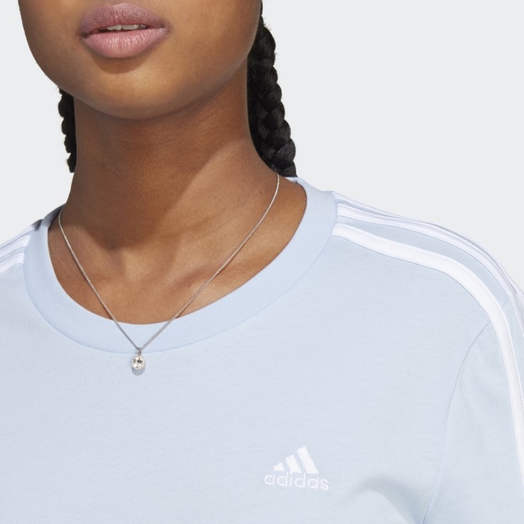 Camiseta Adidas Essentials Slim 3 Rayas Azul Amanecer