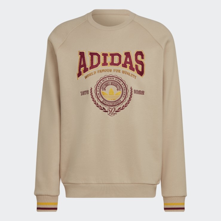 Sudadera Adidas Varsity Beige Con Cuello Redondo